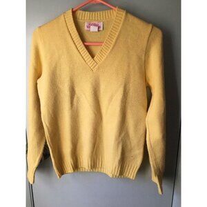 Fall River Knitting Mills Sweater Yellow V Neck Medium